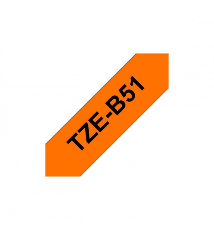 Brother - TZe-B51 cinta para impresora de etiquetas Negro sobre naranja fluorescente - Imagen 1