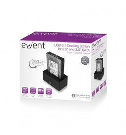 Ewent - EW7012 base de conexión para disco duro USB 3.2 Gen 1 (3.1 Gen 1) Type-B Negro - Imagen 5
