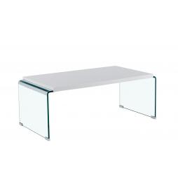 Mesa ARISTON, baja, lacada blanca, cristal, 110x55 cms - Imagen 1