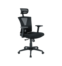 Sillón de oficina BRASILIA, ergonómico, syncro, malla negra, asiento tejido negro - Imagen 1