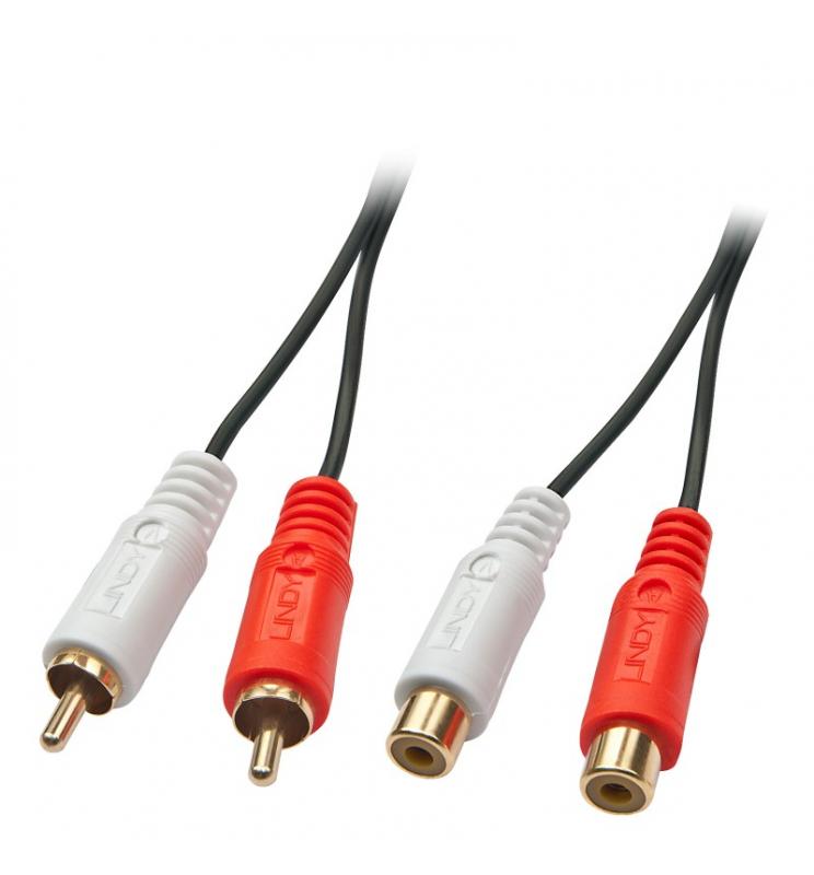 Lindy - 35671 cable de audio 2 m 2 x RCA Negro, Rojo, Blanco - Imagen 1