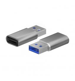 AISENS - Mini Adaptador USB 3.2 Gen2 / USB 2.0 3A, Tipo USB-C/H-A/M, Gris