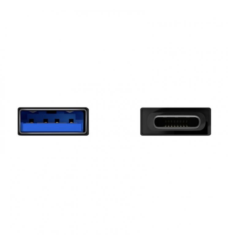 AISENS - Mini Adaptador Aluminio USB 3.2 Gen1 3A, Tipo USB-C/M-A/H, Negro