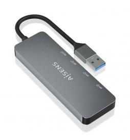 AISENS - Hub USB 3.2 Gen2 10G USB-A, USB-A/M-2xUSB-C/H-2xUSB-A/H, Gris, 15cm