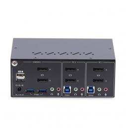 StarTech.com - Switch KVM de 2 Puertos DisplayPort para 2 Monitores - Conmutador KVM 4K60Hz - Hub Ladrón 2x USB 5Gb - Hub 2x USB