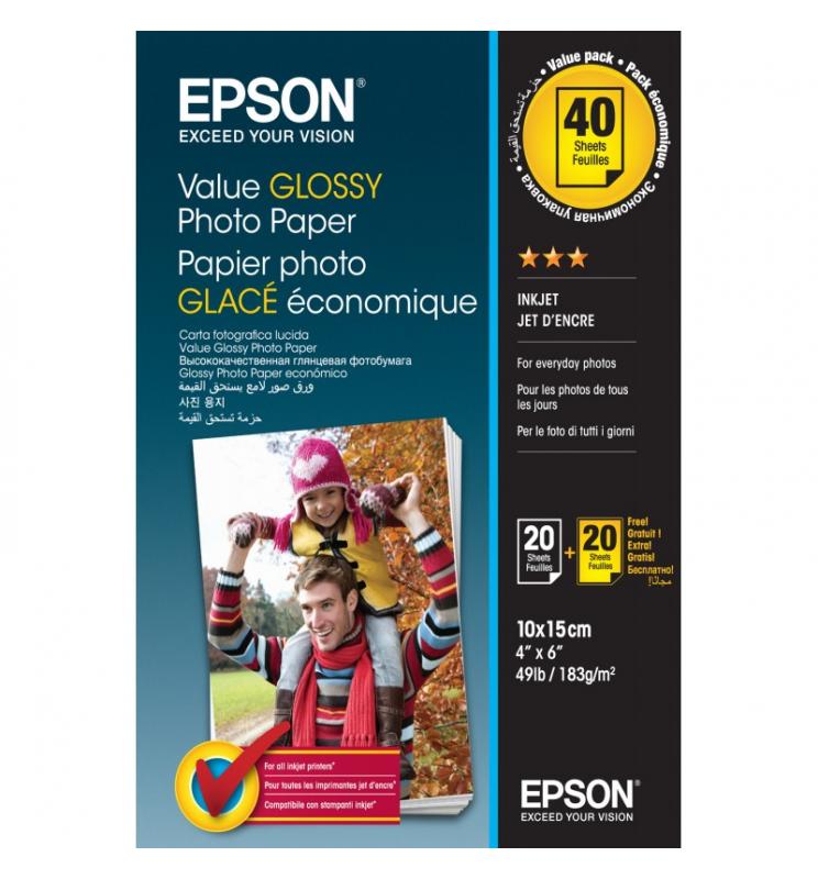 Epson - Value Glossy Photo Paper - 10x15cm - 2x 20 Hojas (BOGOF)