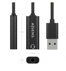 AISENS - Conversor USB-A a Audio 48KHz, USB-A/M-Jack 3.5/H, Negro, 10 cm