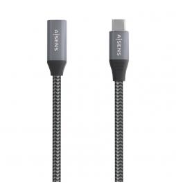 AISENS - Cable USB 3.2 Gen2x2 Aluminio 20Gbps 8K@30Hz 5A 100W, Tipo USB-C/M-USB-C/H, Gris, 0.5 m