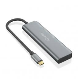 AISENS - Hub USB 3.2 Gen1 5G USB-C, USB-C/M-2xUSB-C/H-2xUSB-A/H, Gris, 15 cm