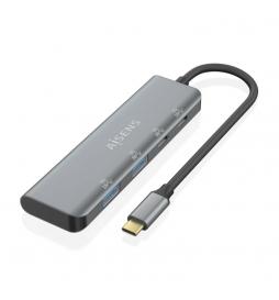 AISENS - Hub USB 3.2 Gen1 5G USB-C, USB-C/M-2xUSB-C/H-2xUSB-A/H, Gris, 15 cm