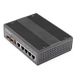 StarTech.com - Switch Conmutador Industrial Ethernet Gigabit 6 Puertos - 4x RJ45 PoE - 2 Ranuras SFP PoE+ de 30W 12-48VDC DIN (I