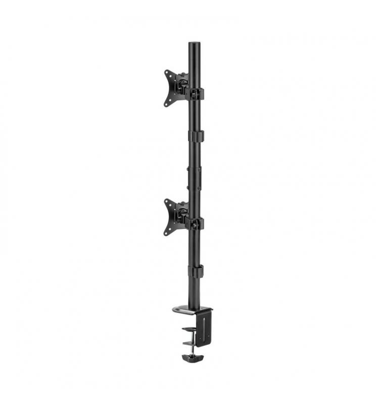 AISENS - Soporte de mesa eco giratorio e inclinable para 2 Monitor/TV 9kg de 17-32, Negro