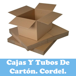 Cajas y tubos de cartón. Cordel.