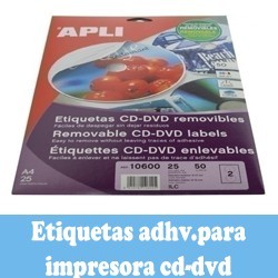 Etiquetas adhv. para impresora CD-DVD